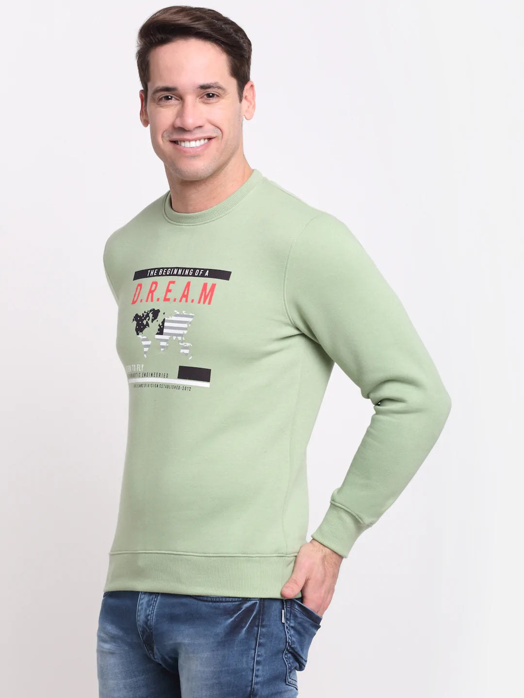 Men Green Printed Sweatshirt