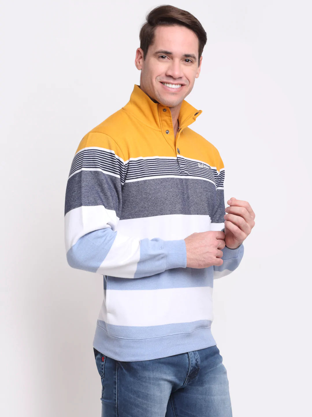 Men Multicoloured Striped Sweatshirt