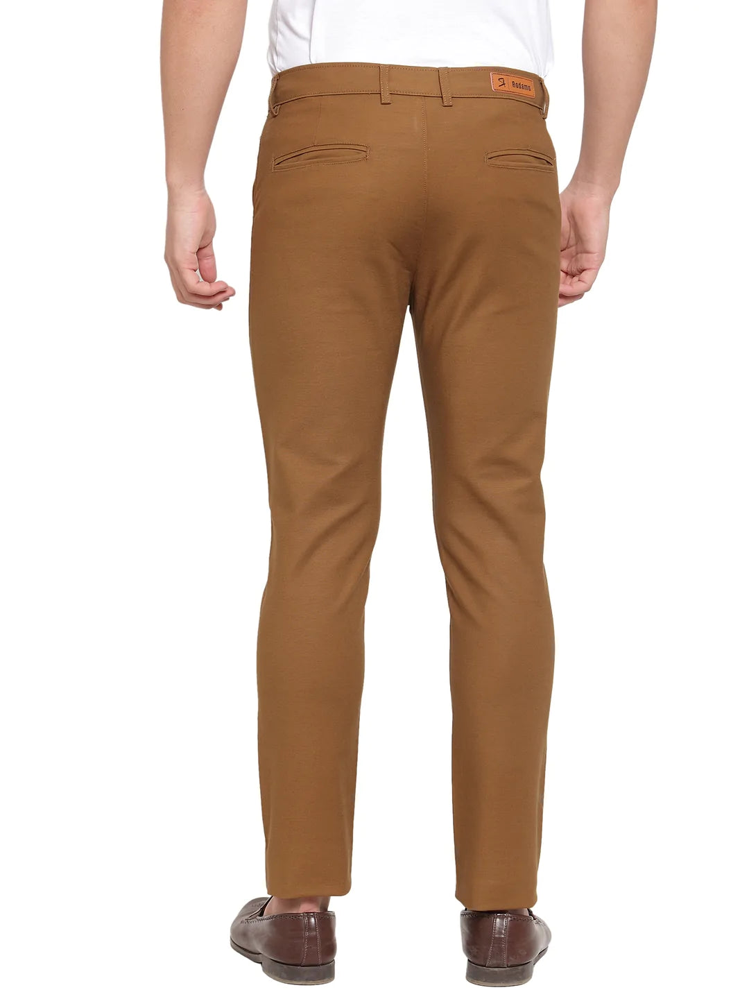 Men Brown Slim Fit Solid Regular Trousers