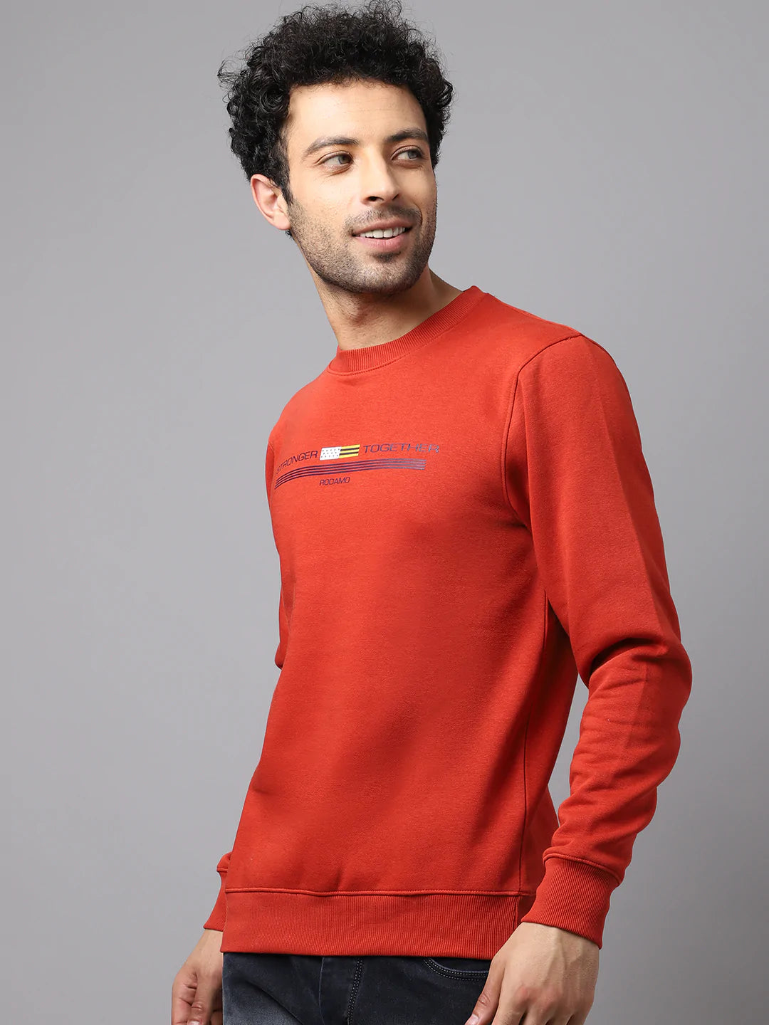 Men Rust Round Neck Sweatshirts