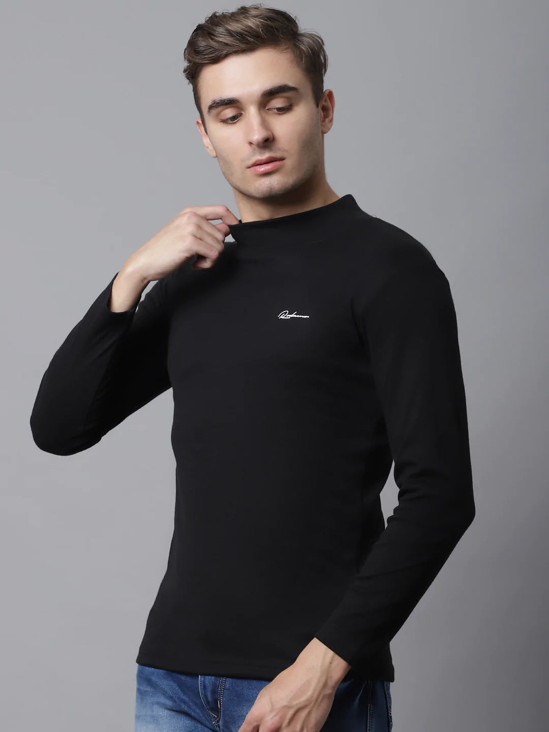 Men Black Slim Fit Cotton T-shirt