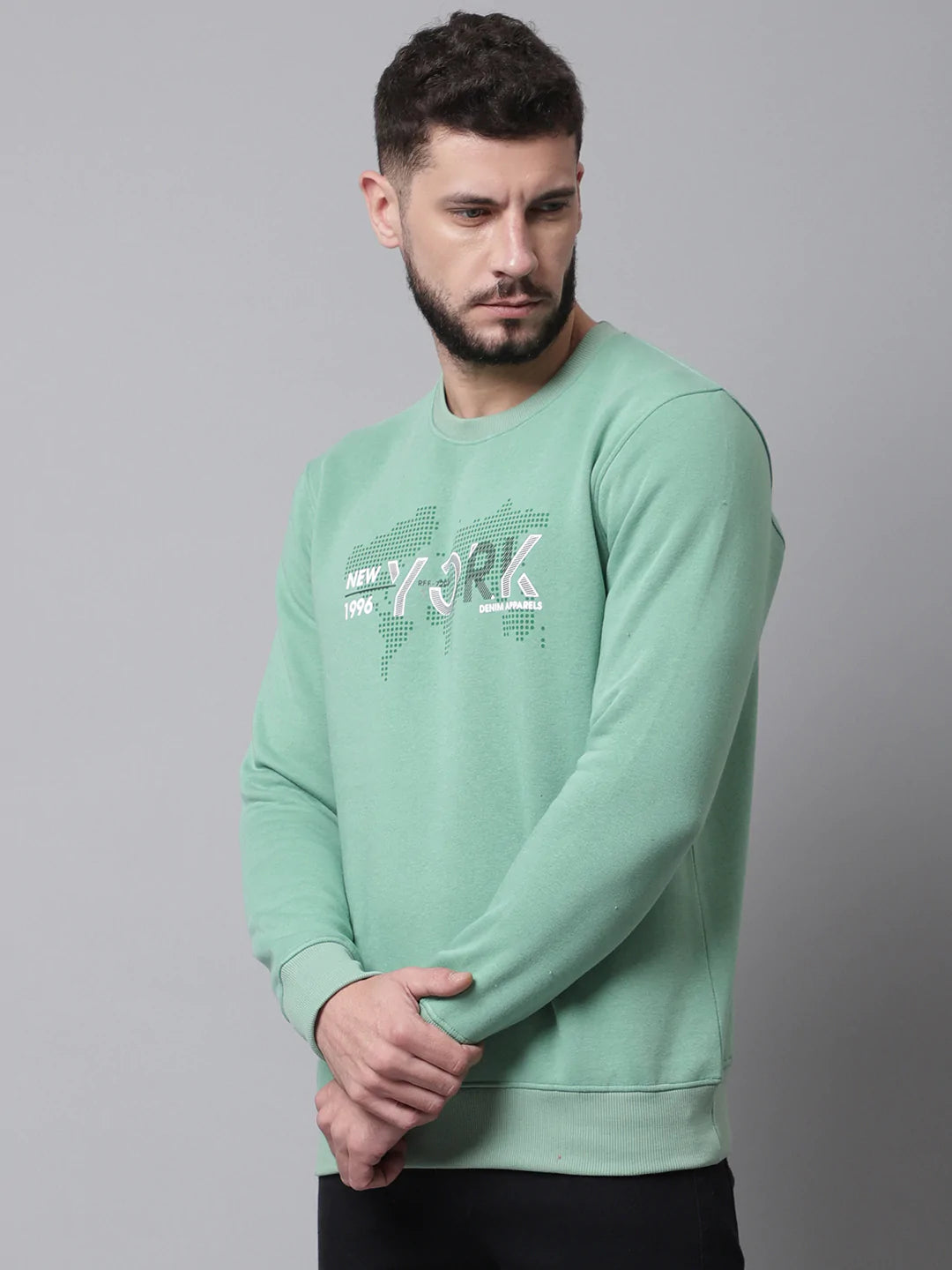 Men Green Printed Sweatshirt