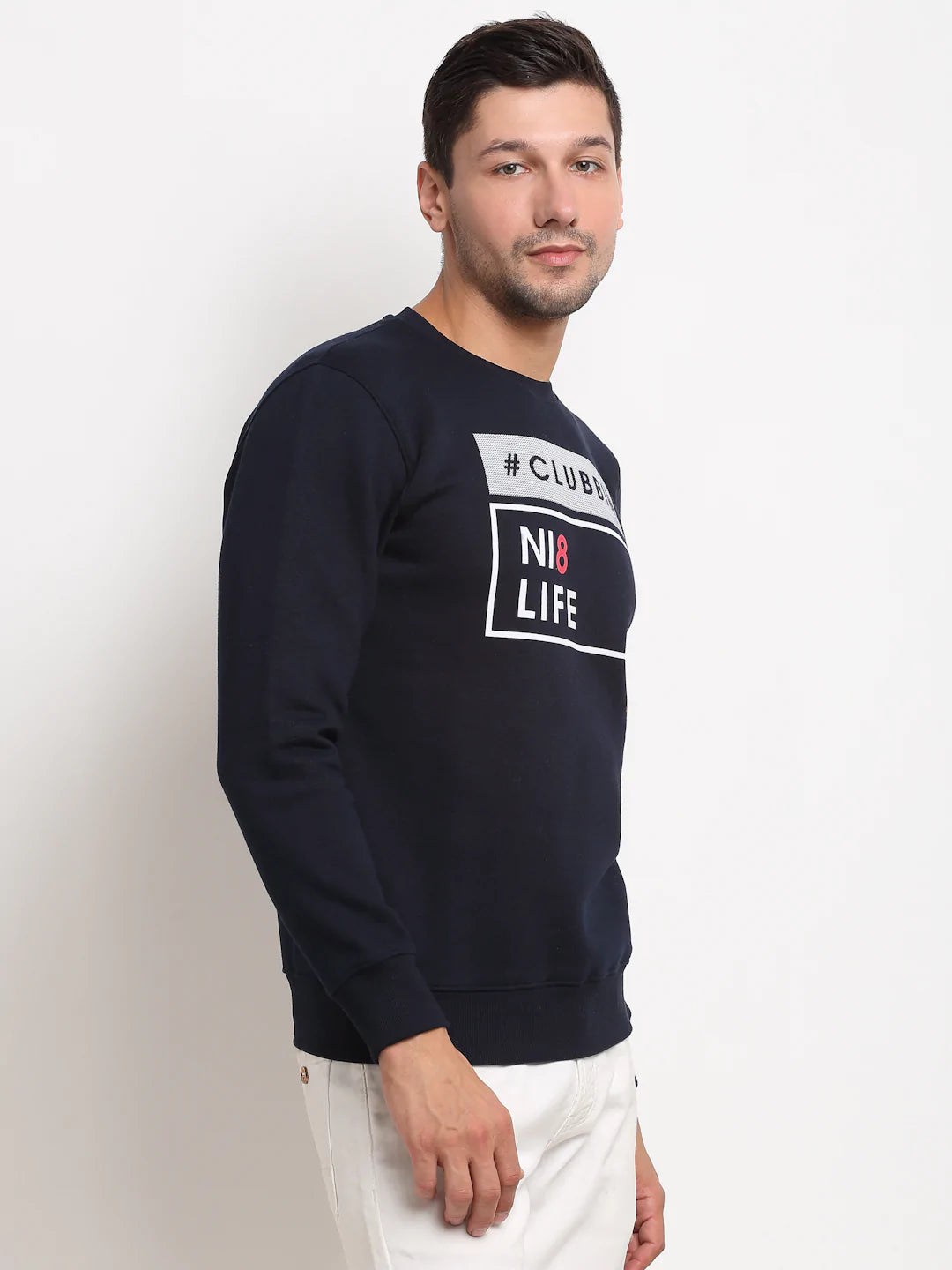 Men Navy Blue Printed Sweatshirt