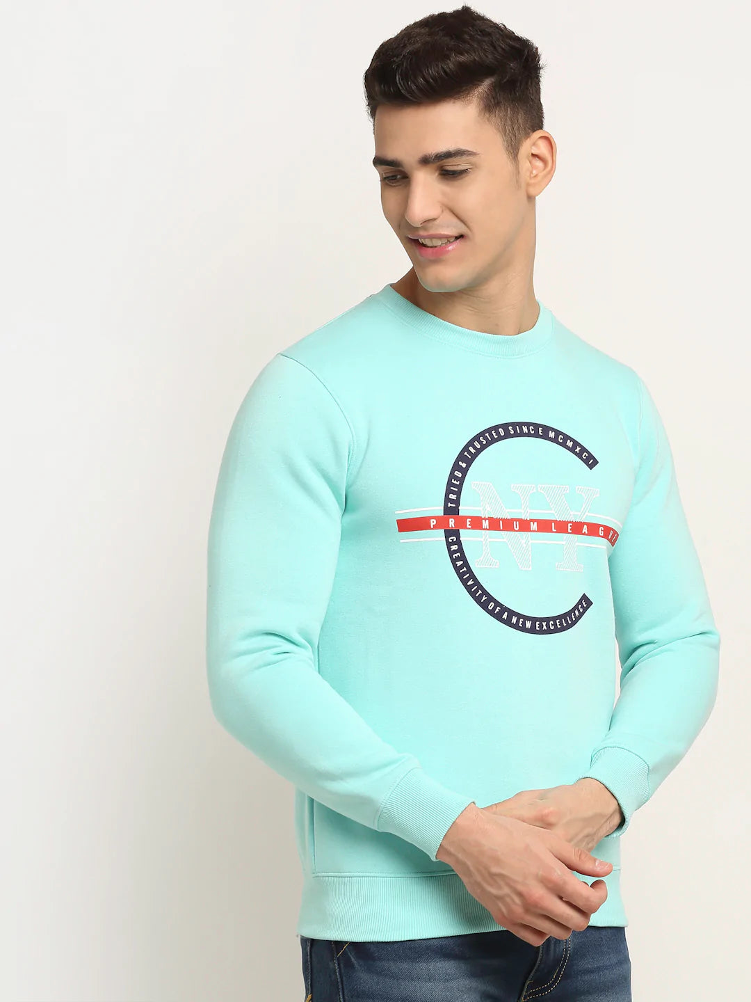 Men Blue Printed Sweatshirt