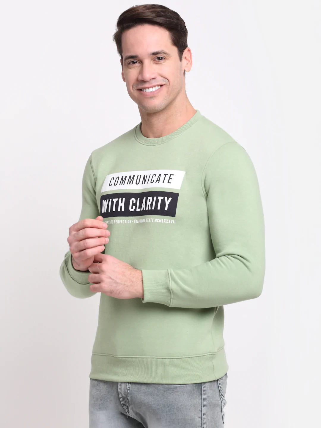 Men Green Printed Sweatshirt