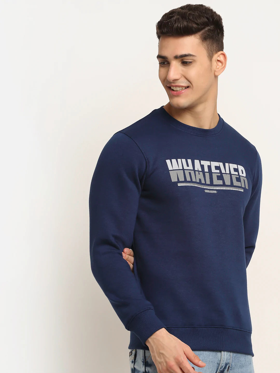 Men Navy Blue Printed Sweatshirt