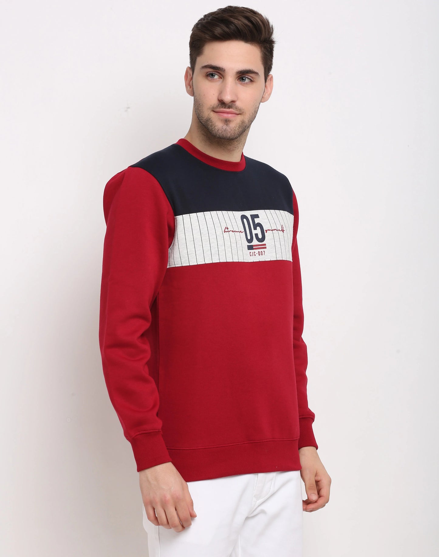 Men Red Colourblocked Sweatshirt
