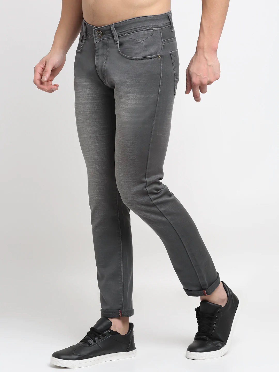 Men Grey Slim Fit Heavy Fade Stretchable Jeans