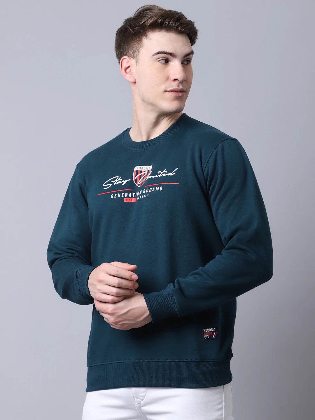Men Teal Printed Sweatshirt