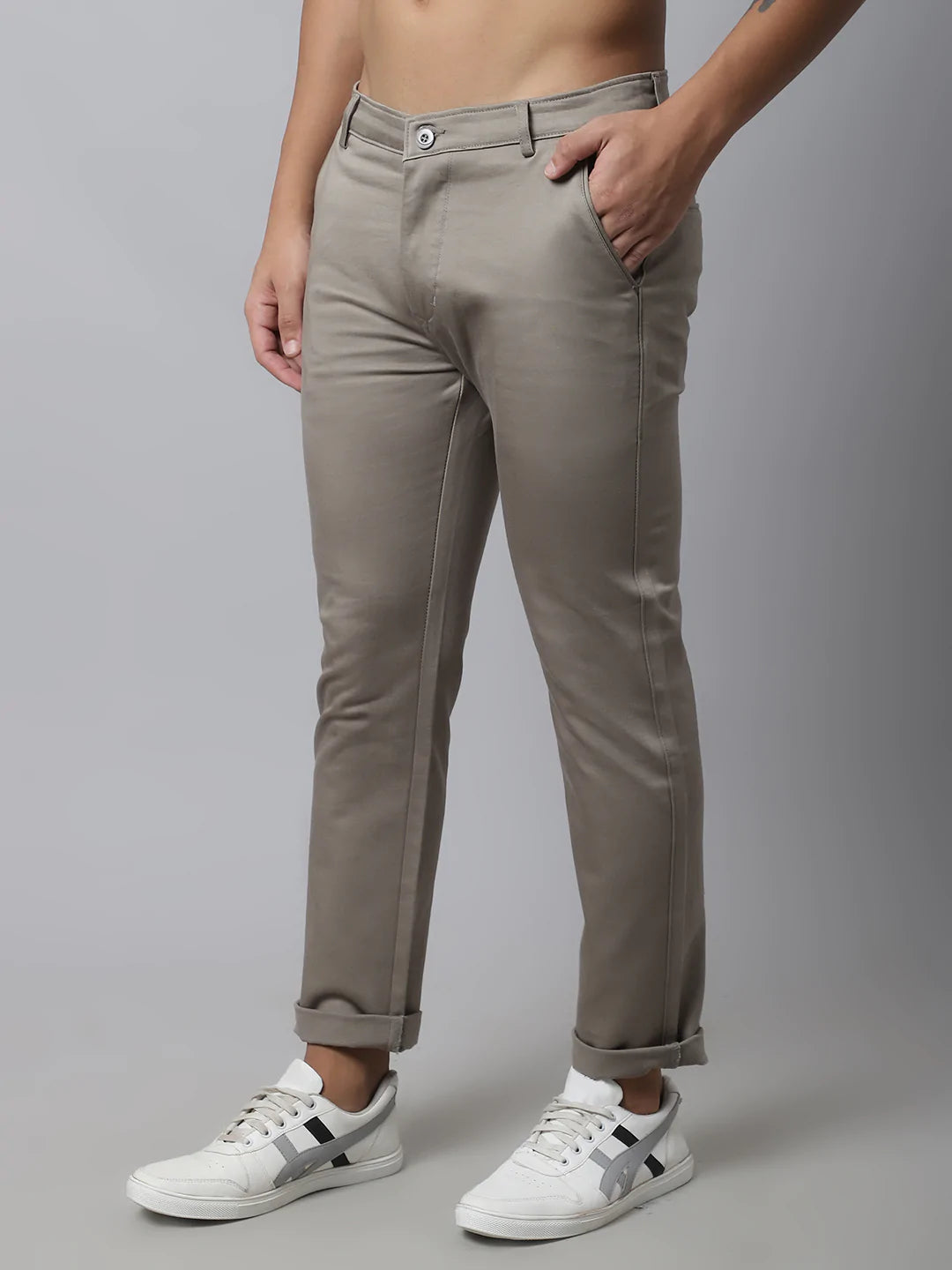 Men Cotton Slim Fit Chinos Trousers
