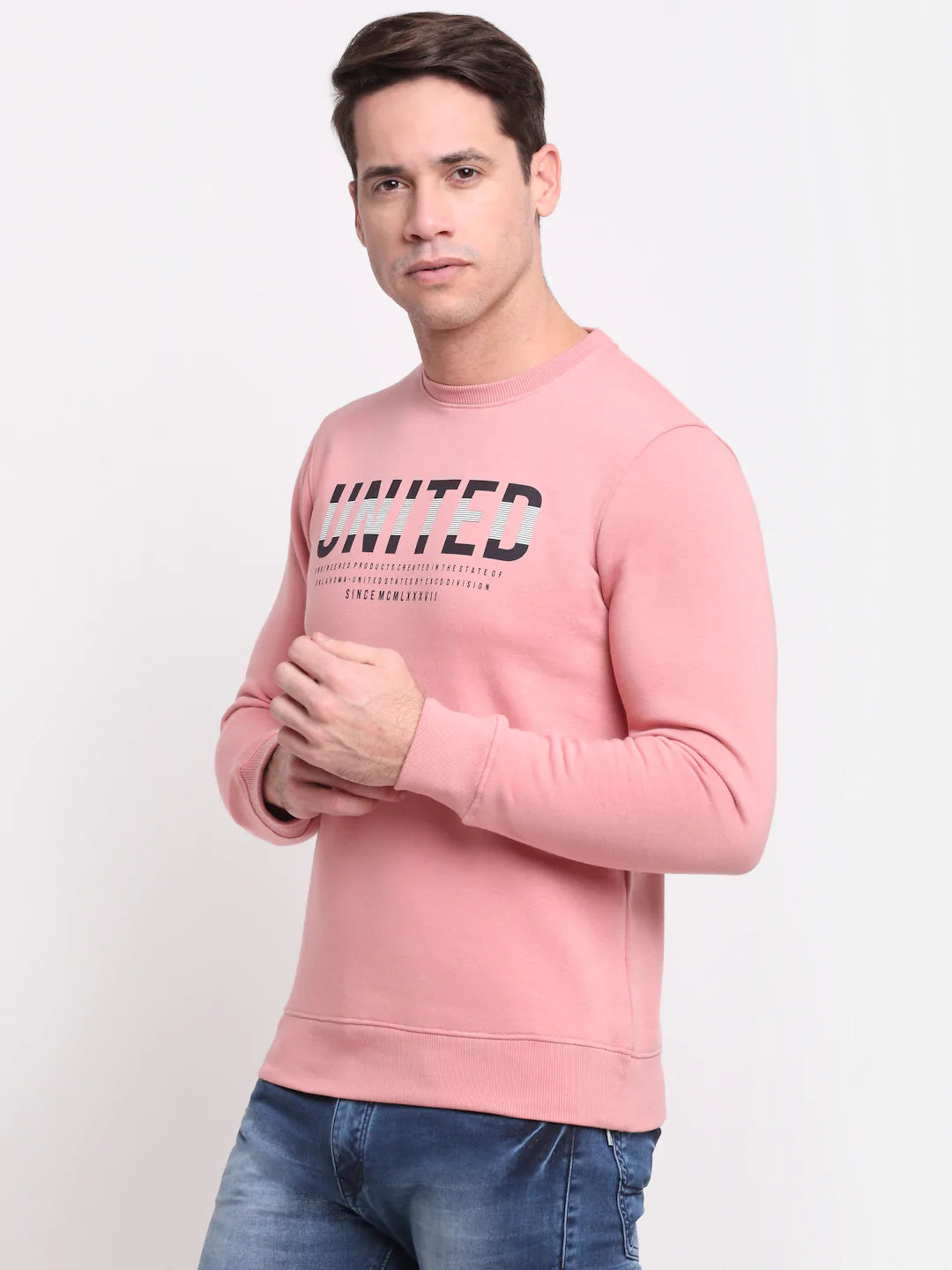 Men Pink Printed Sweatshirt