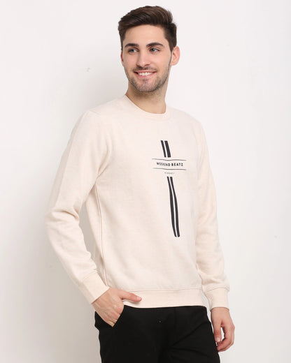 Men Beige Printed Sweatshirt