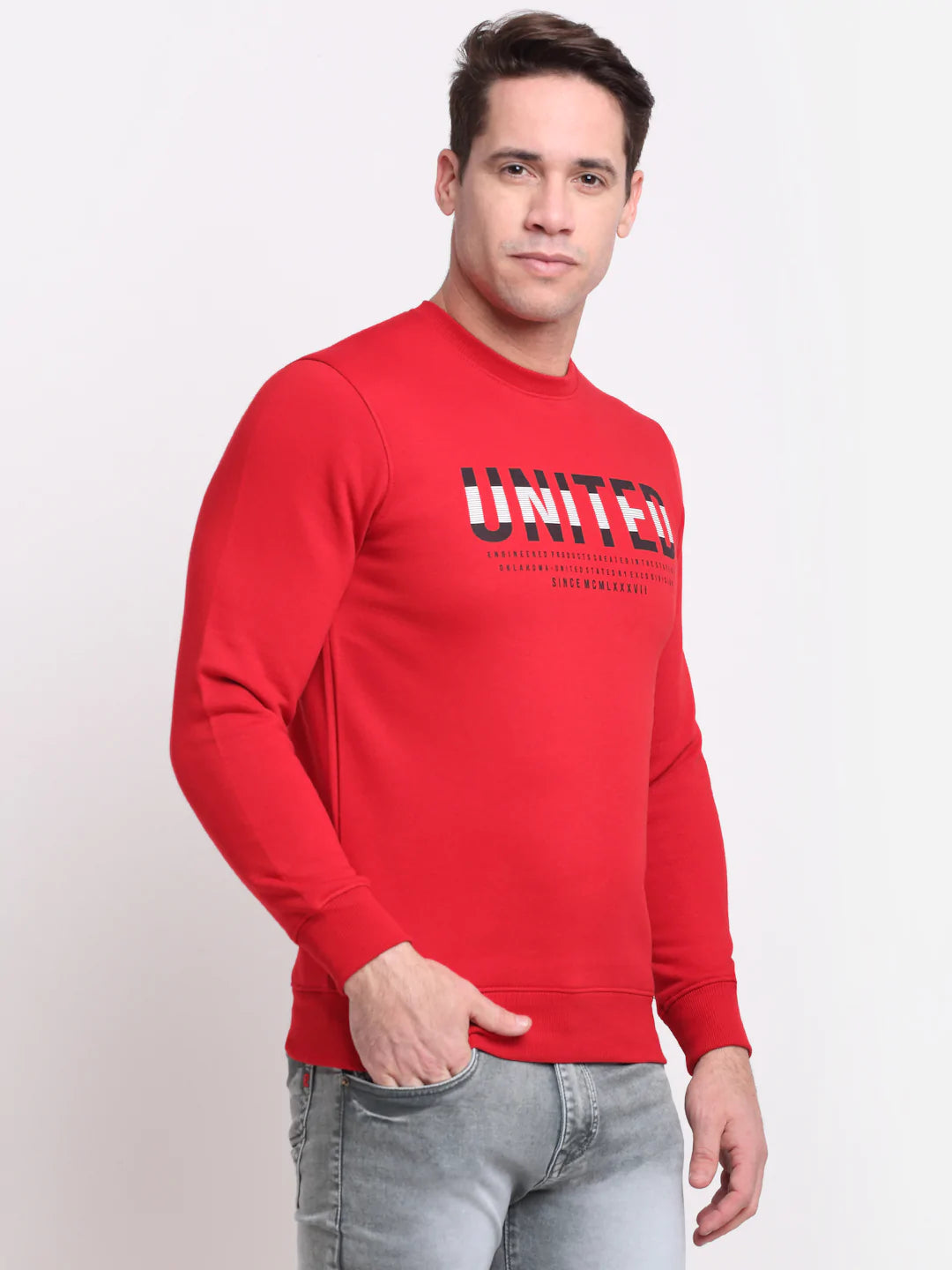 Men Red Printed Sweatshirt