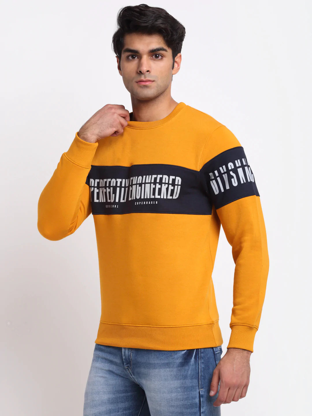 Men Mustard Printed Sweatshirt