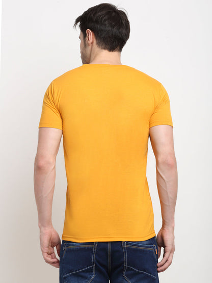 Men Green, Mustard & White Pack of 3 Solid Cotton Lounge Tshirts
