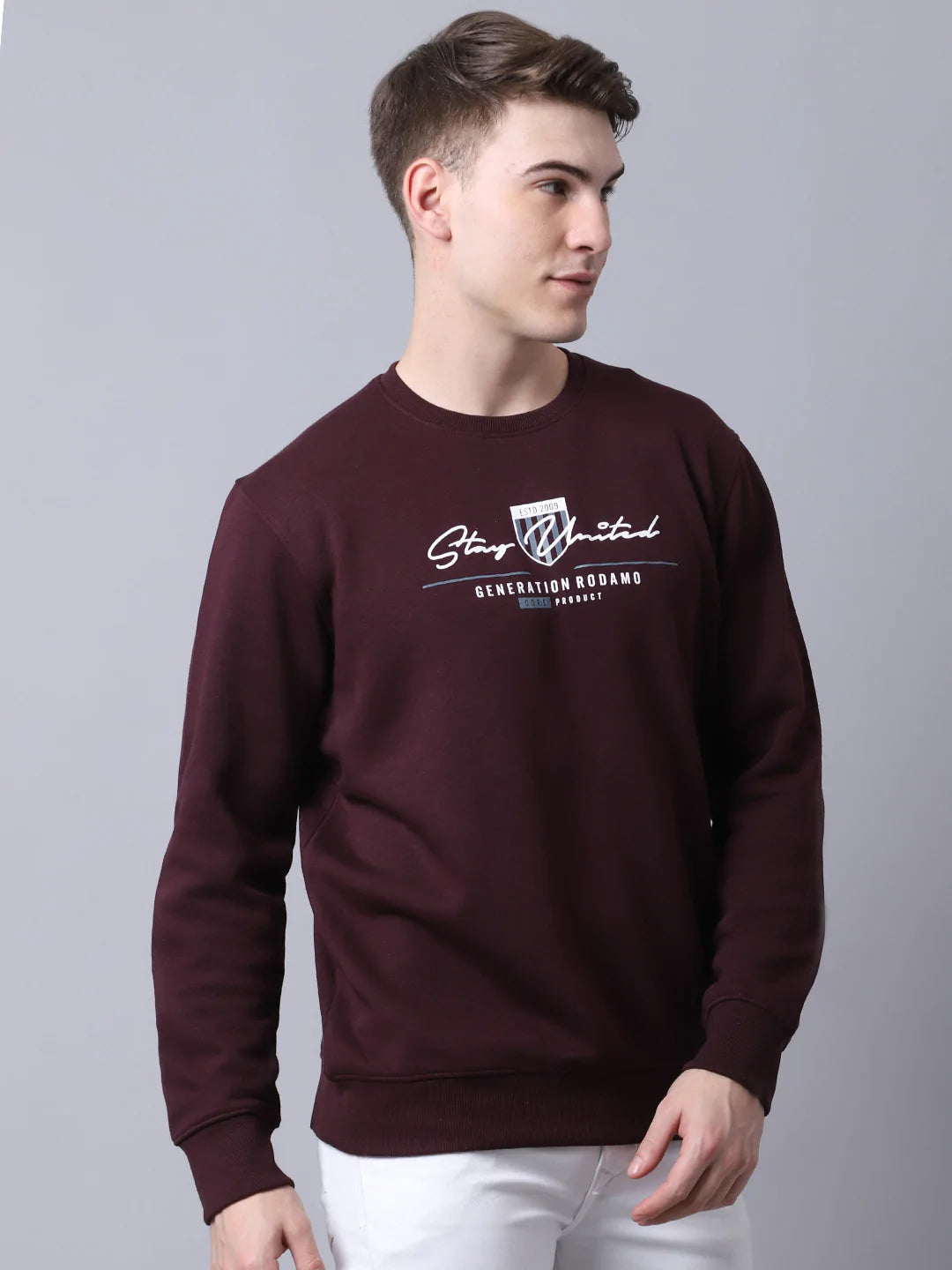 Men Maroon Printed Sweatshirt