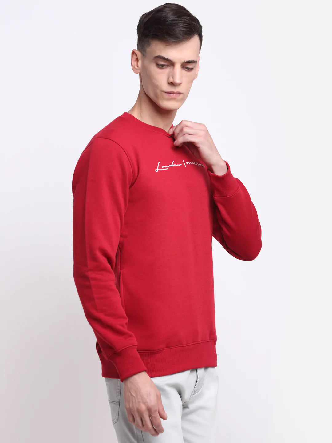 Men Red Printed Sweatshirt