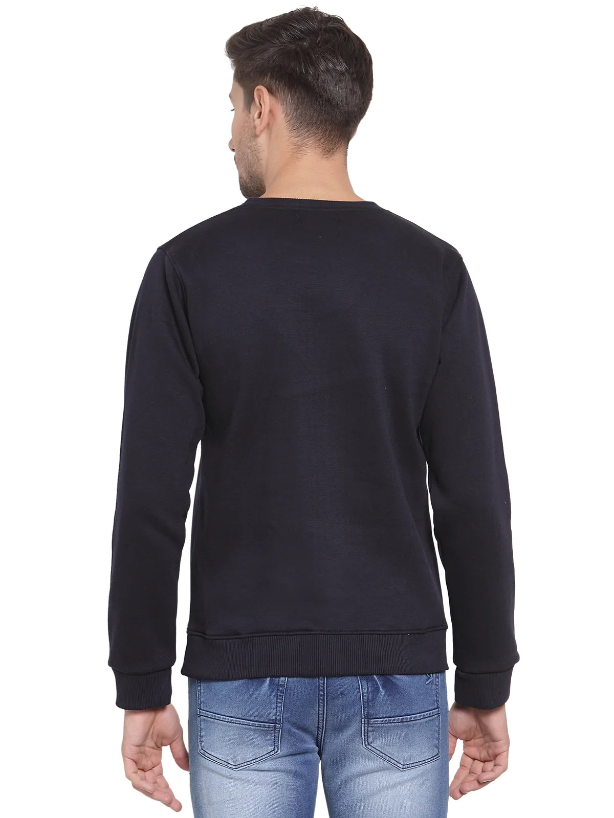 Men Navy Blue Slim Fit Sweatshirts