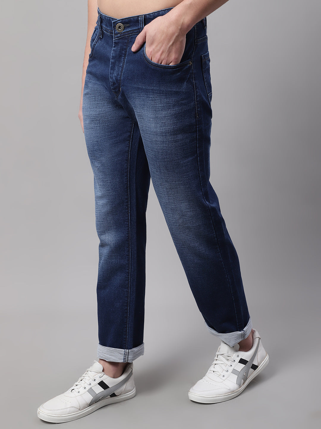 Men Mid Rise Light Fade Stretchable Cotton Jeans