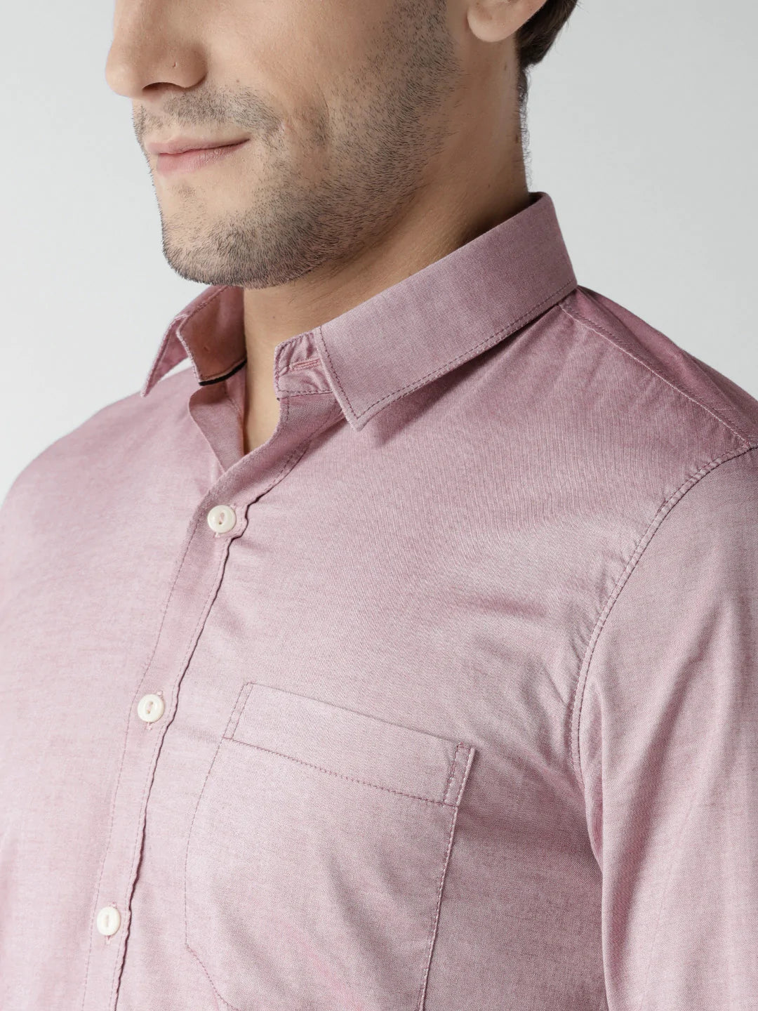 Men Mauve Slim Fit Solid Casual Shirt