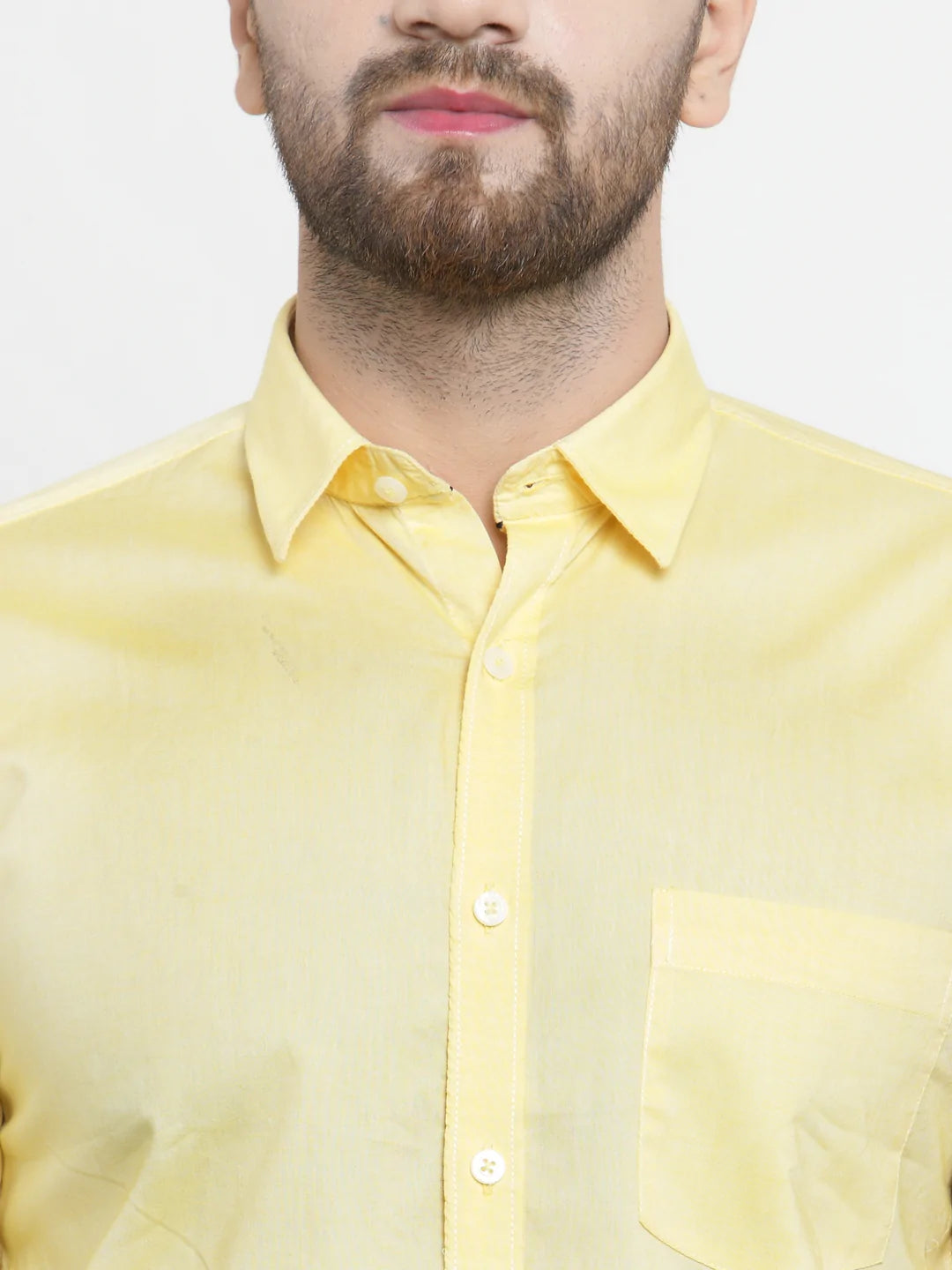 Men Yellow Slim Fit Solid Casual Shirt