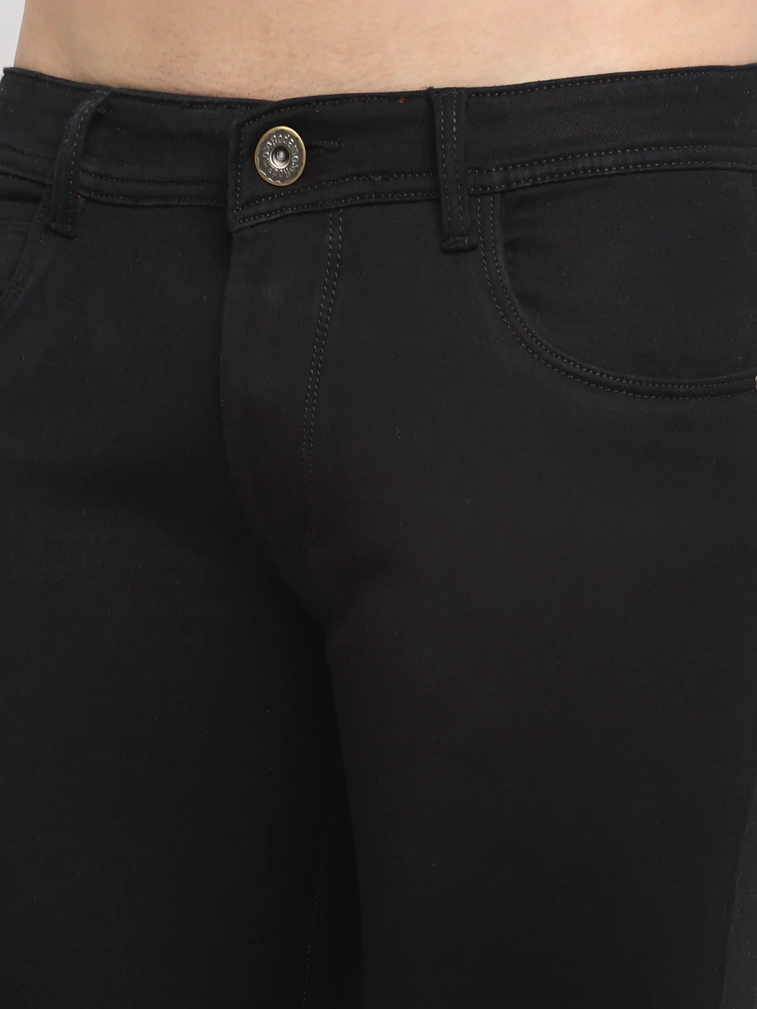 Men Black Slim Fit Stretchable Cropped Jeans
