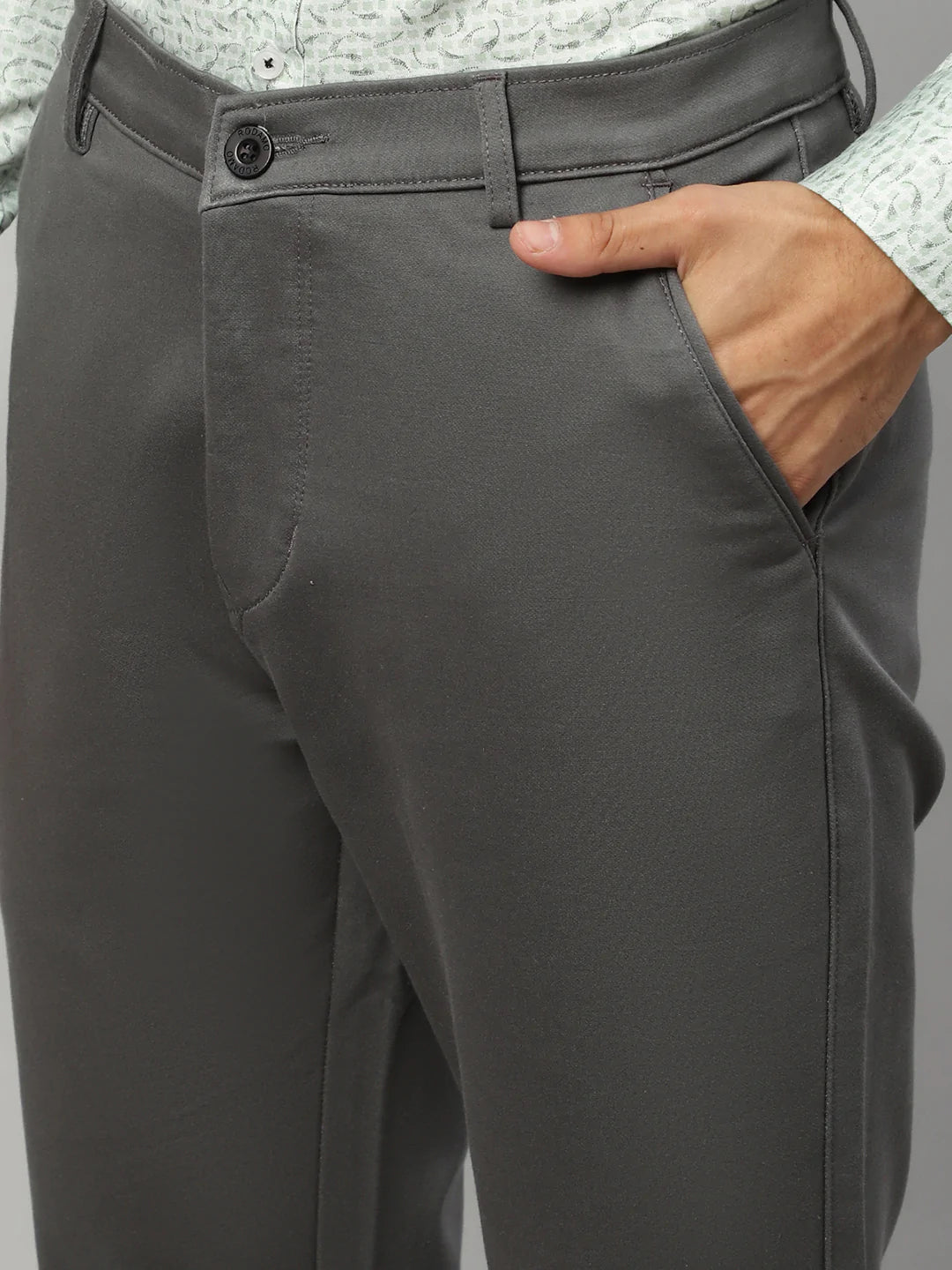 Men Grey Slim Fit Trousers