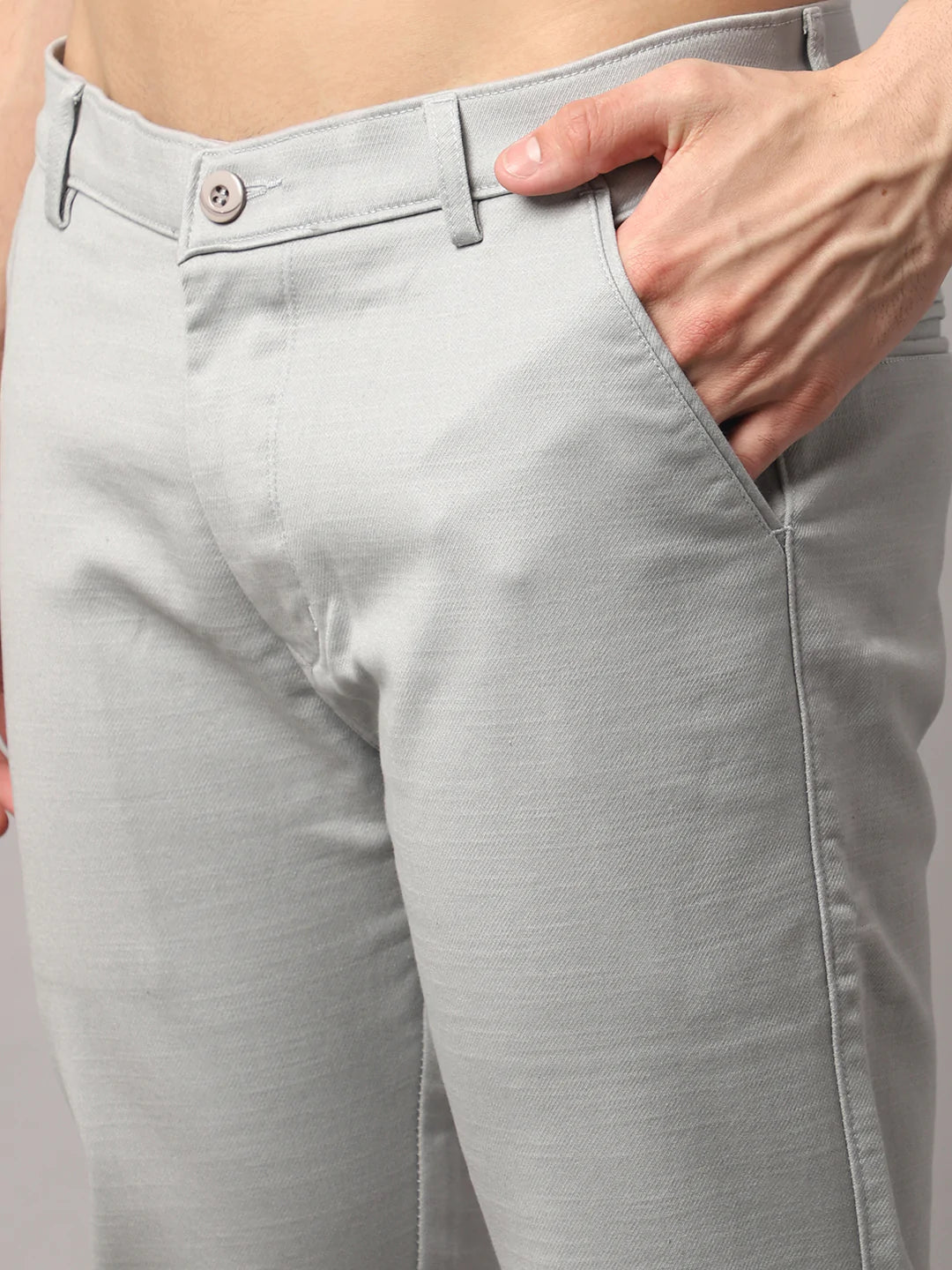 Men Grey Slim Fit Trousers