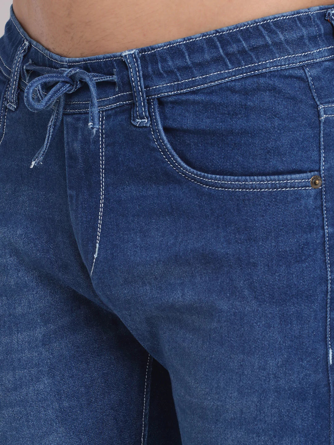Men Blue Light Fade Stretchable Jogger Jeans