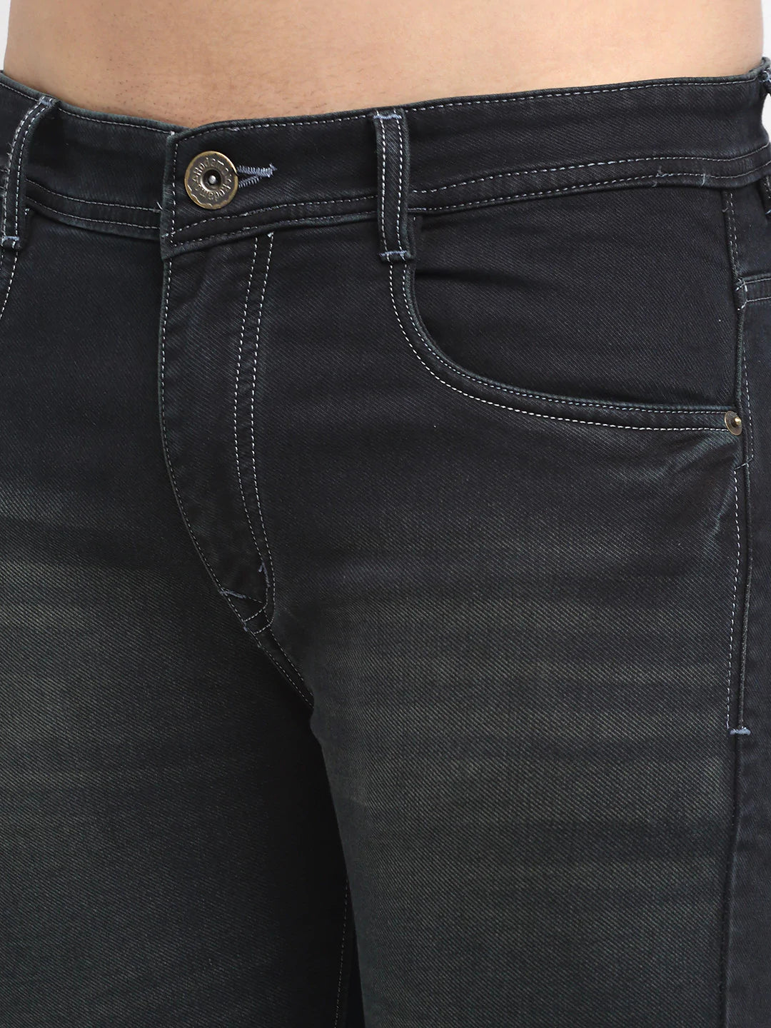 Men Green Slim Fit Light Fade Stretchable Denim Jeans
