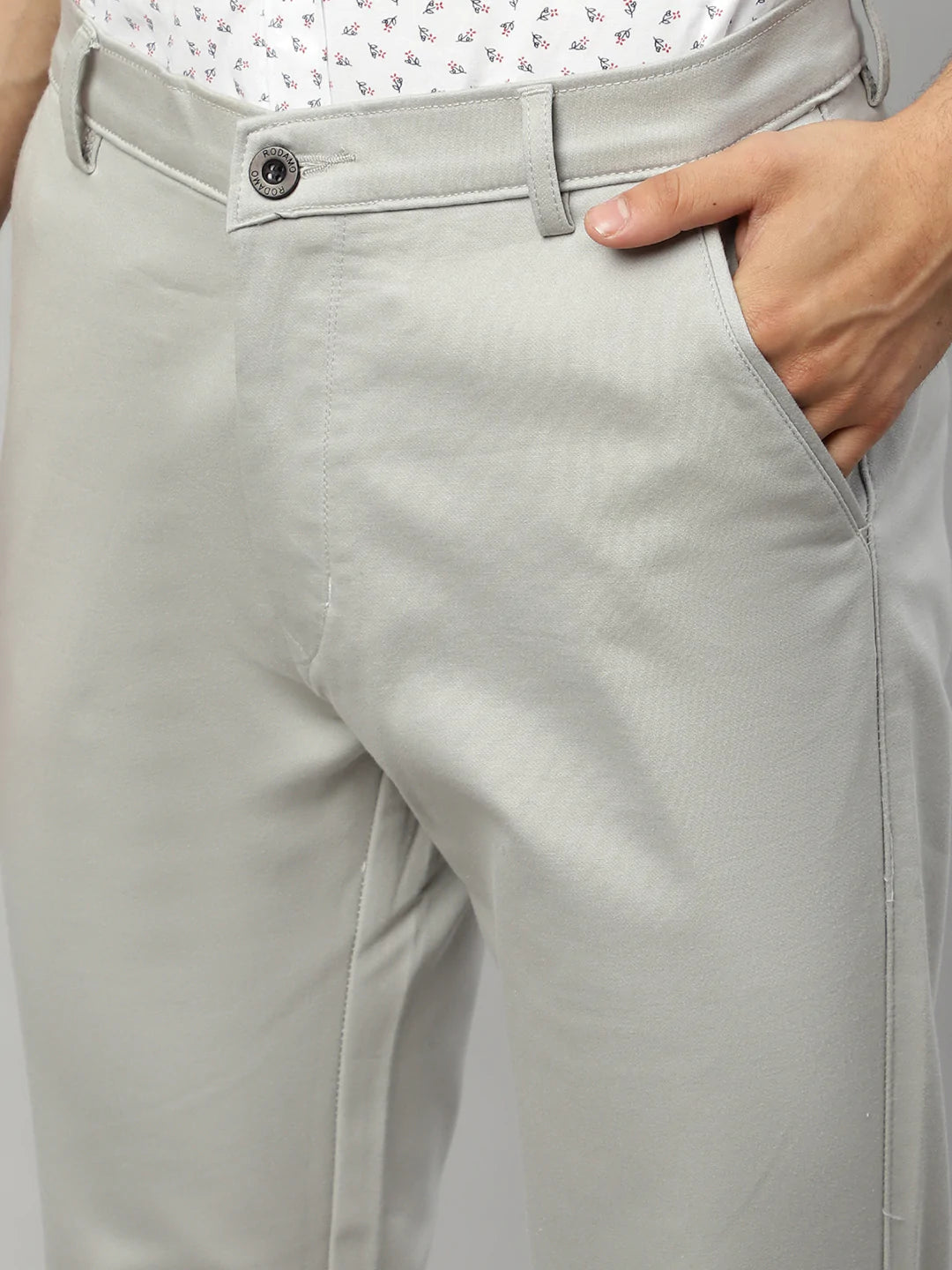 Men Grey Slim Fit Trousers