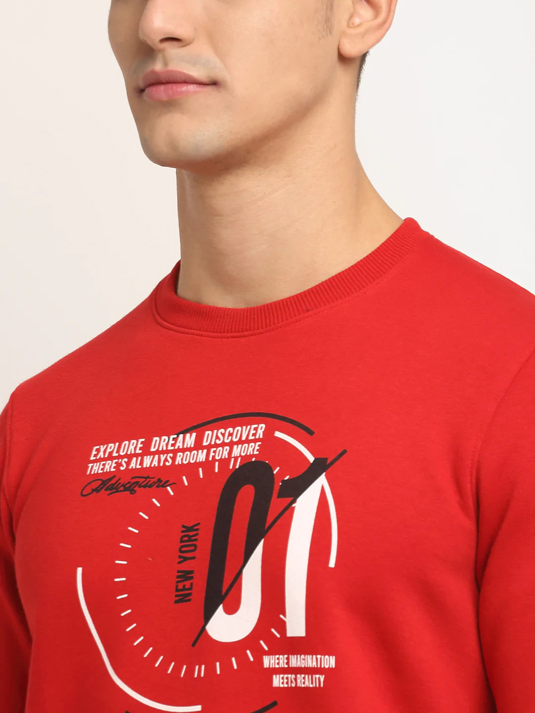 Men Red Printed Sweatshirt