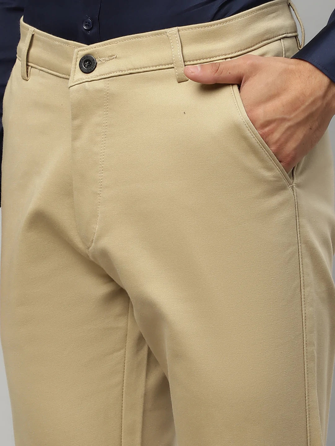 Men Beige Slim Fit Trousers