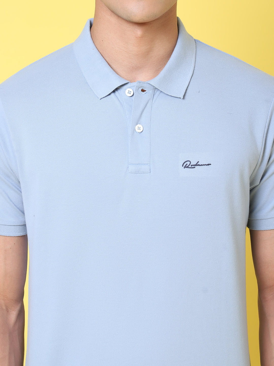 Polo Collar Blue Slim Fit Cotton T-Shirt