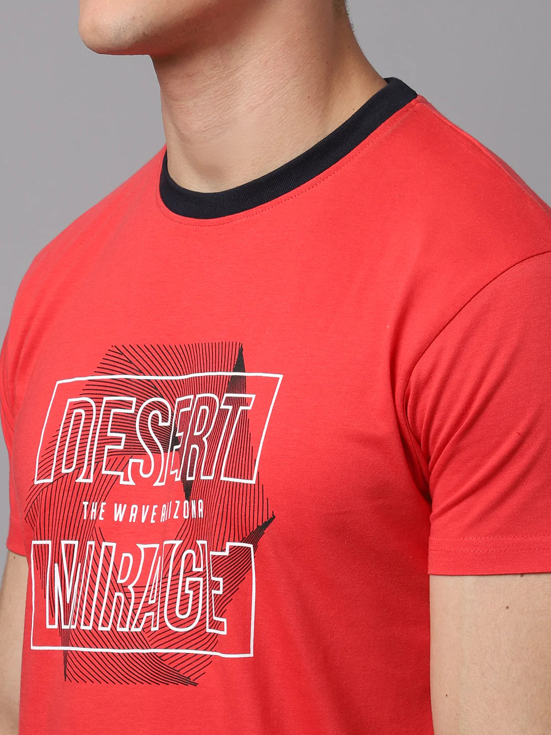 Men Red Typography Printed Slim Fit T-shirt