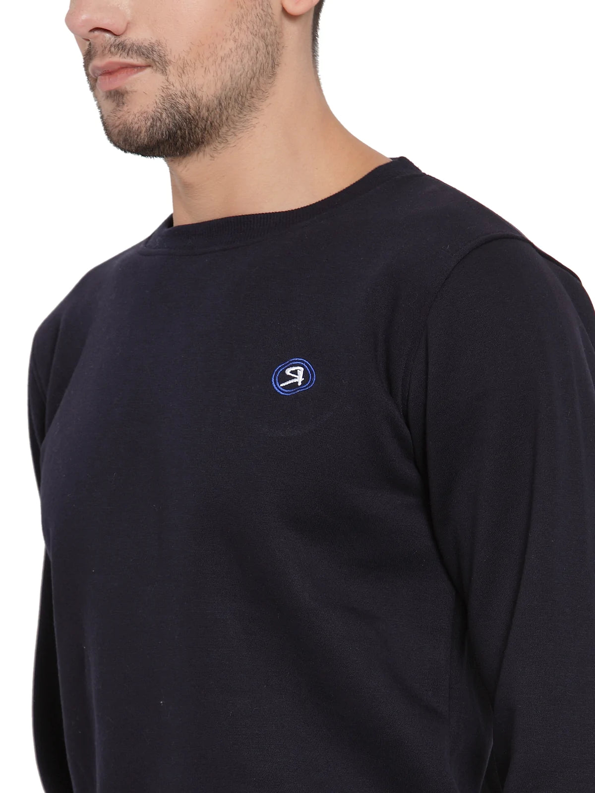 Men Navy Blue Slim Fit Sweatshirts