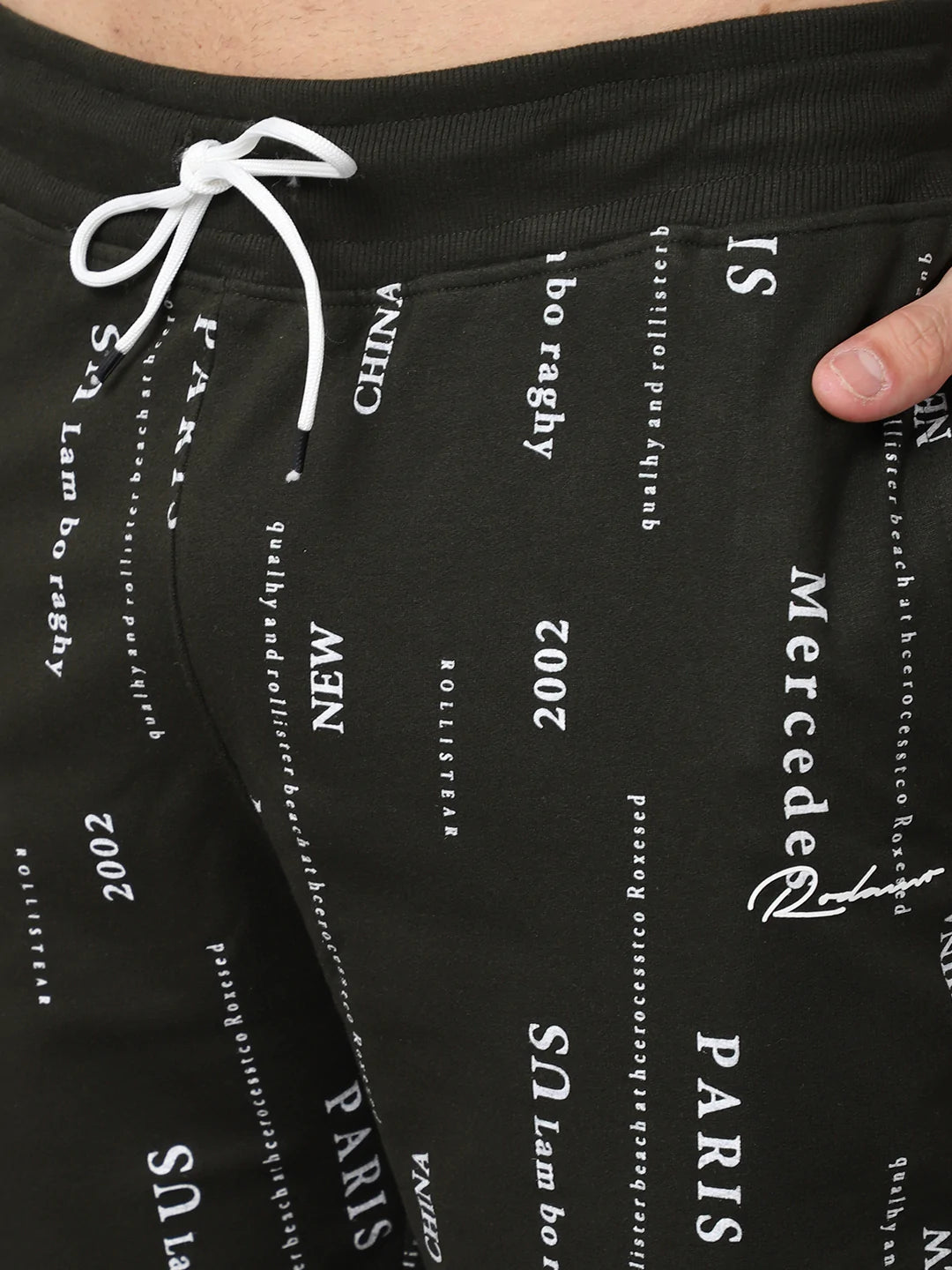 Men Green Printed Slim Fit Shorts