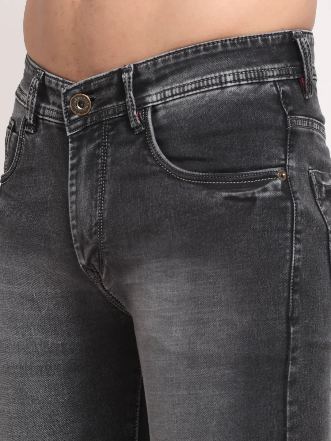 Men Grey Slim Fit Light Fade Stretchable Jeans