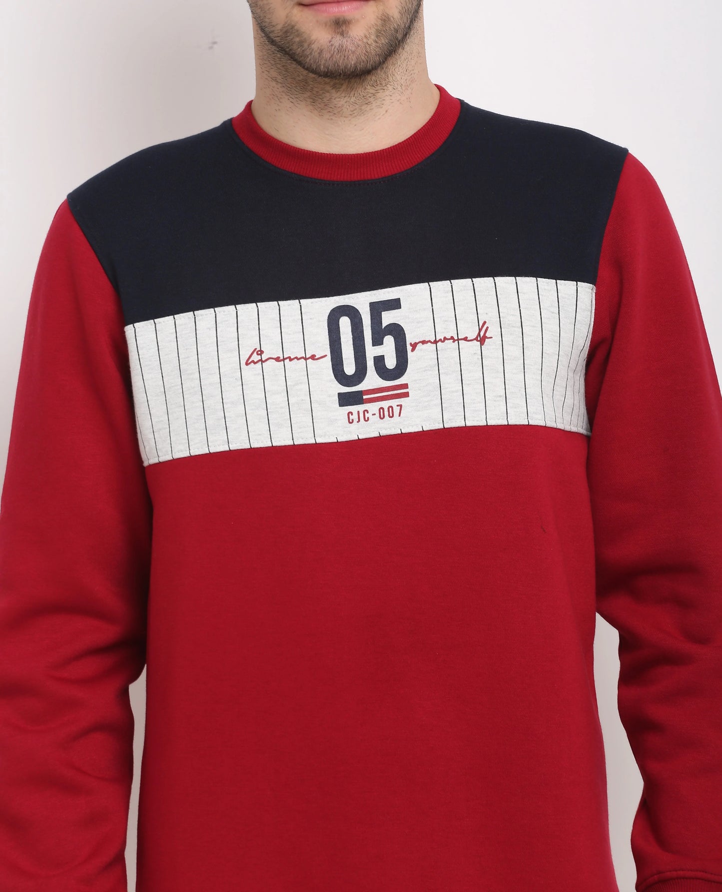 Men Red Colourblocked Sweatshirt