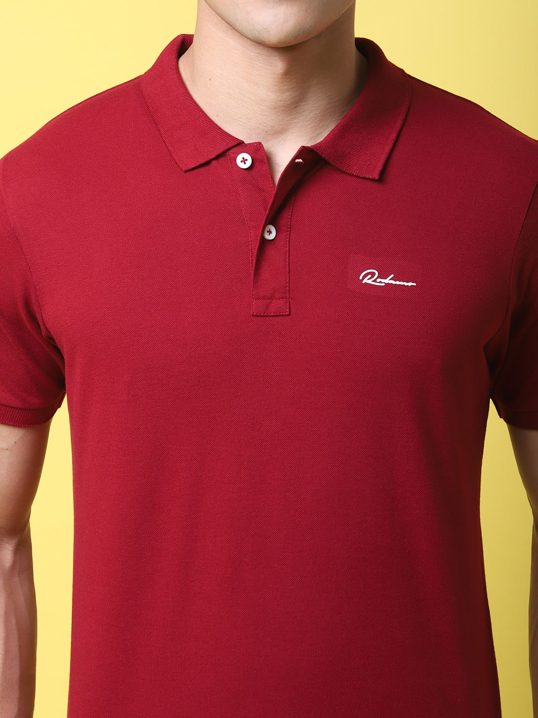 Polo Collar Maroon Slim Fit Cotton T-Shirt