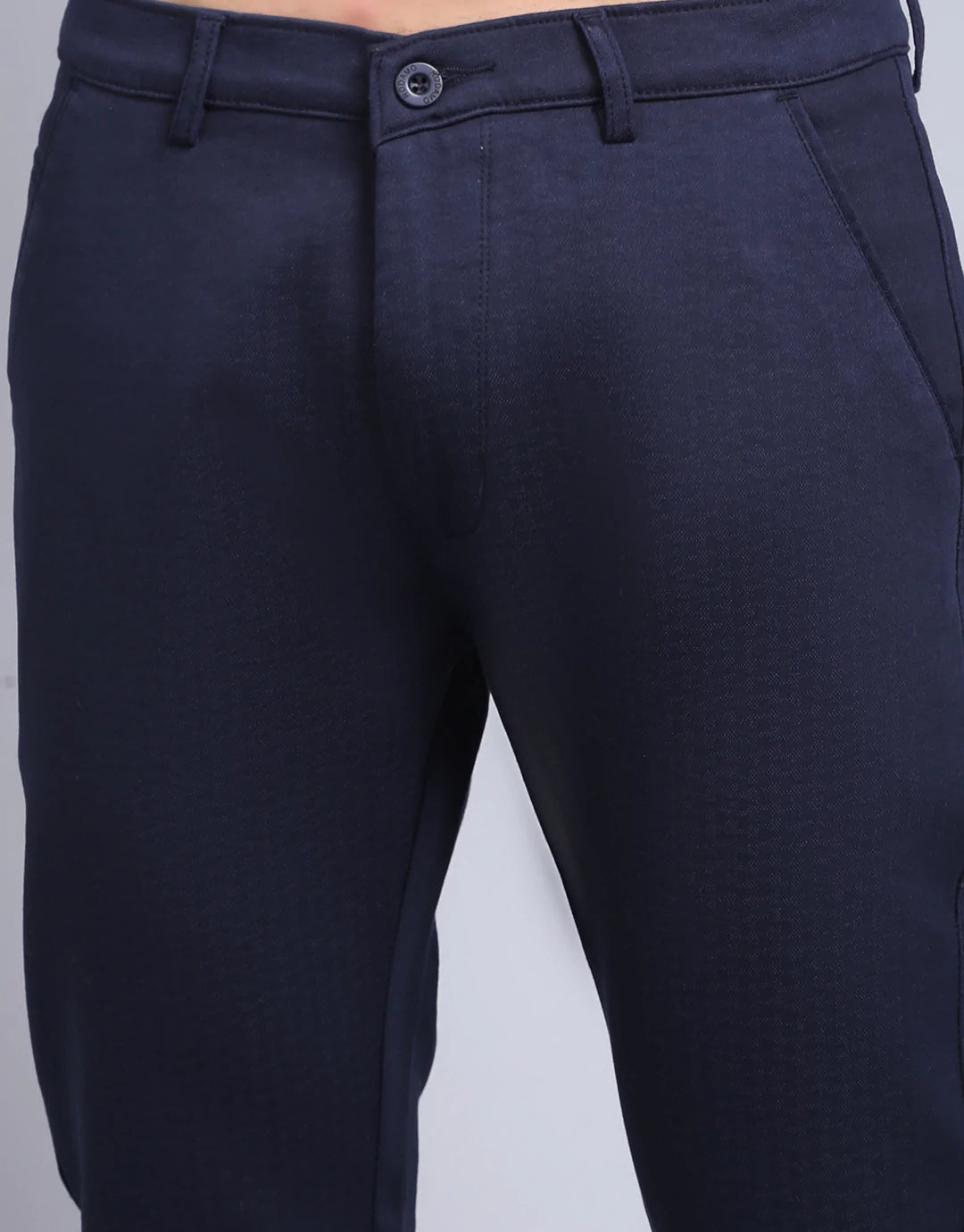 Men Navy Blue Slim Fit Chinos Trousers
