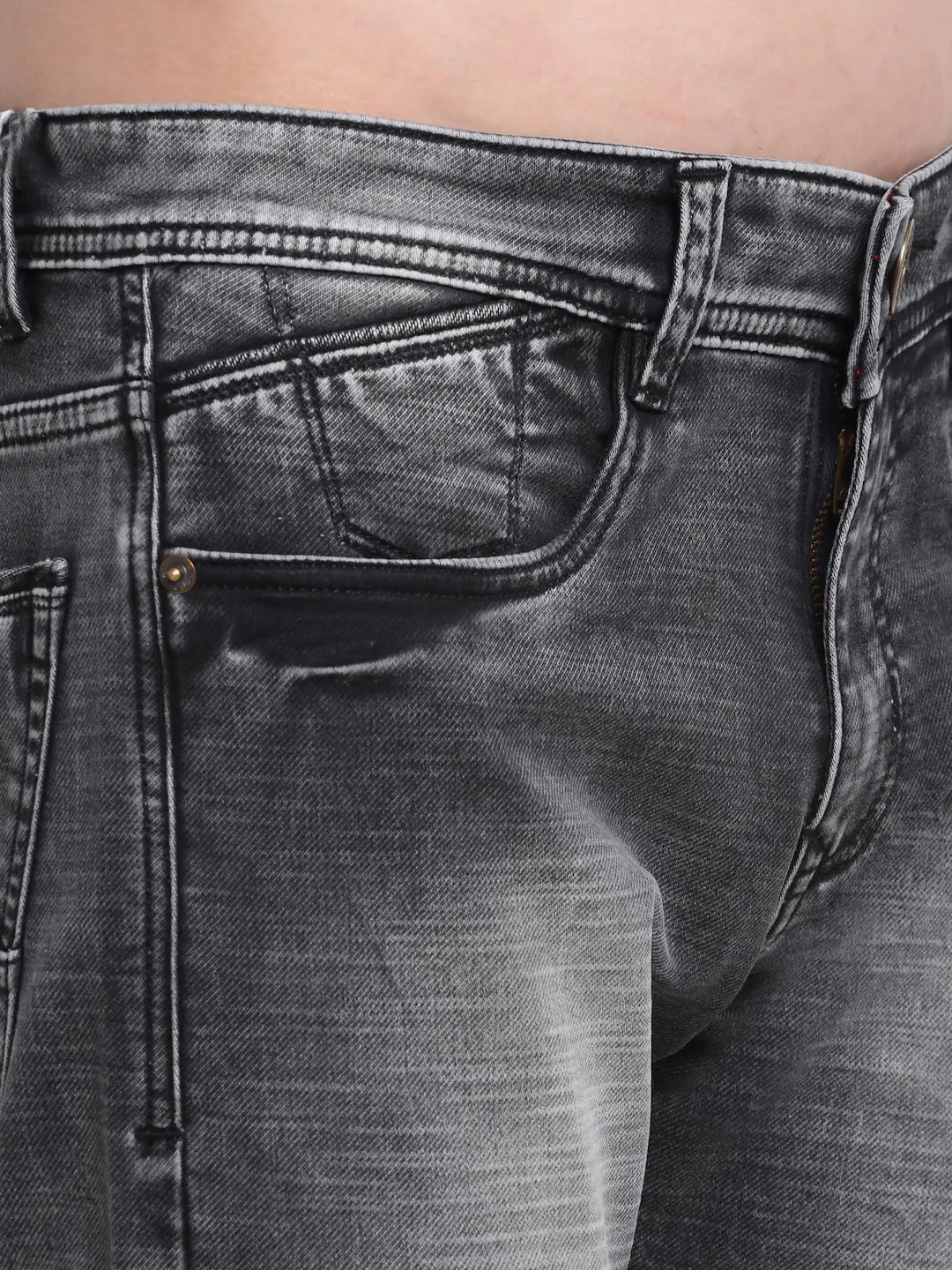 Men Grey Slim Fit Heavy Fade Stretchable Jeans