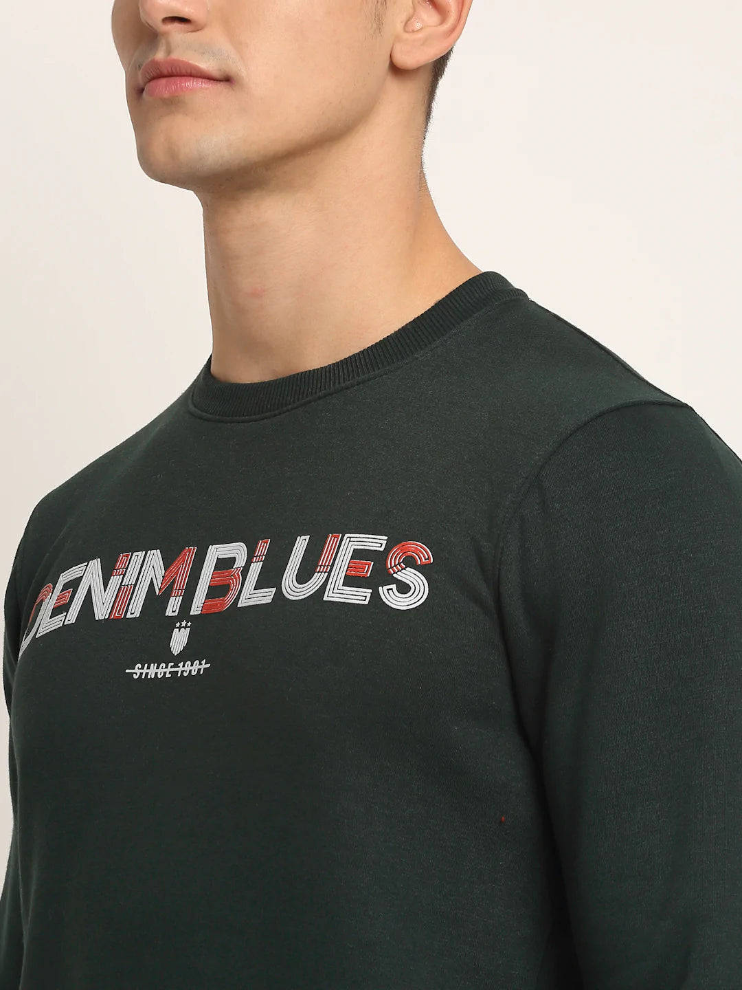 Men Olive Green Printed Sweatshirt