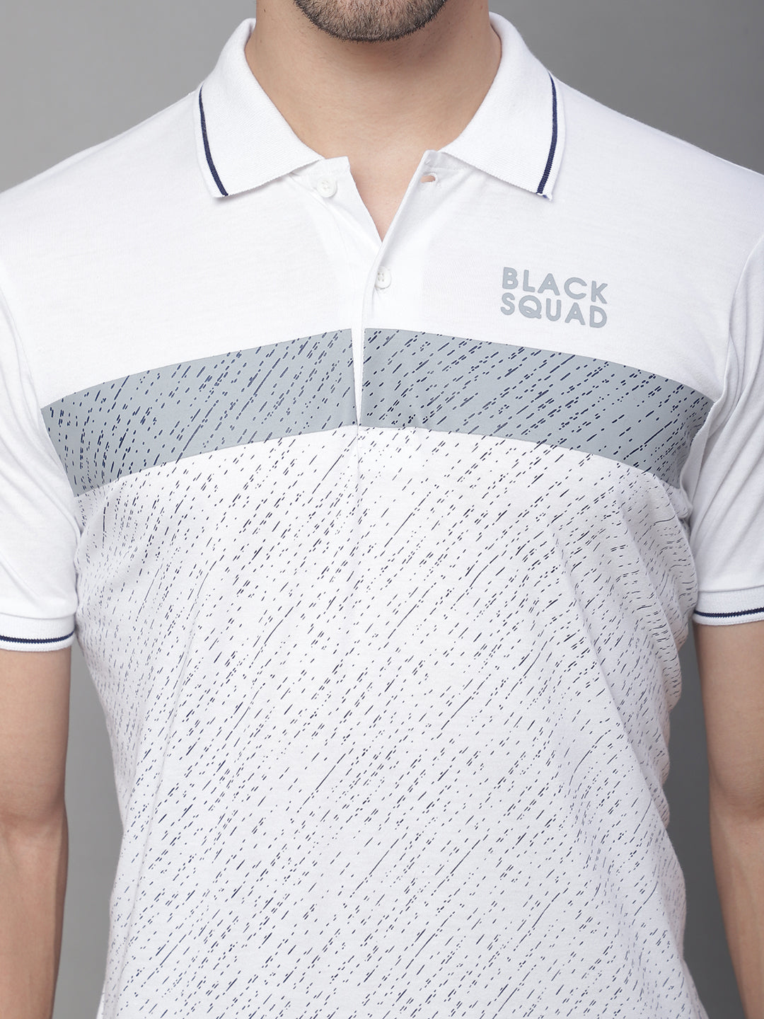 Abstract Printed Polo Collar Cotton Slim Fit T-shirt