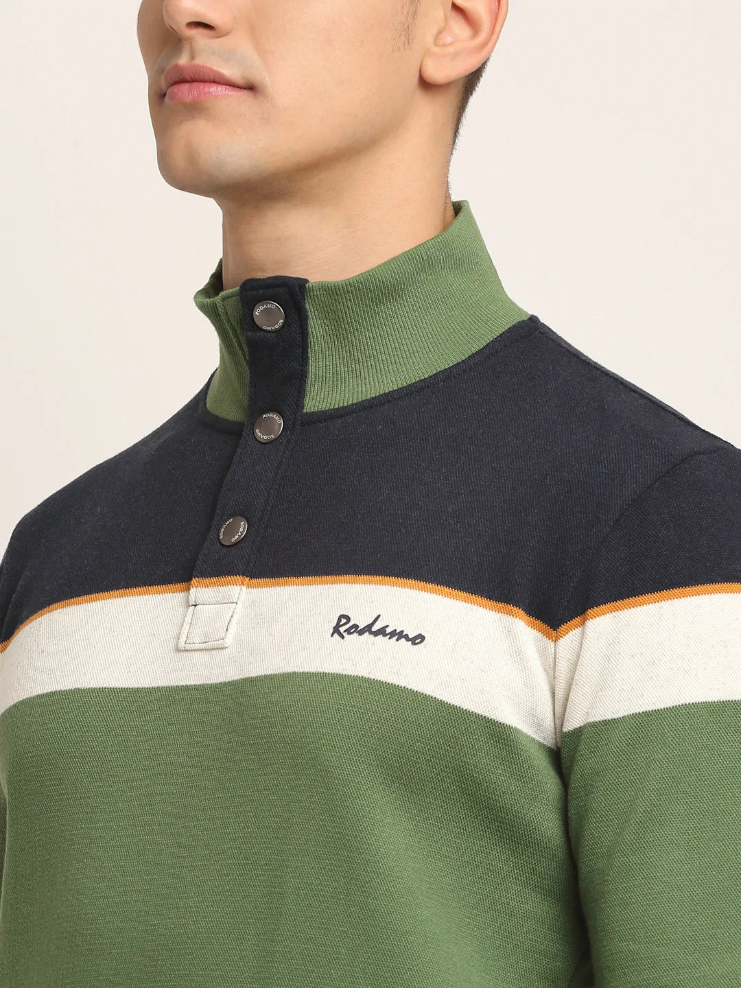 Men Green Colourblocked Sweatshirt