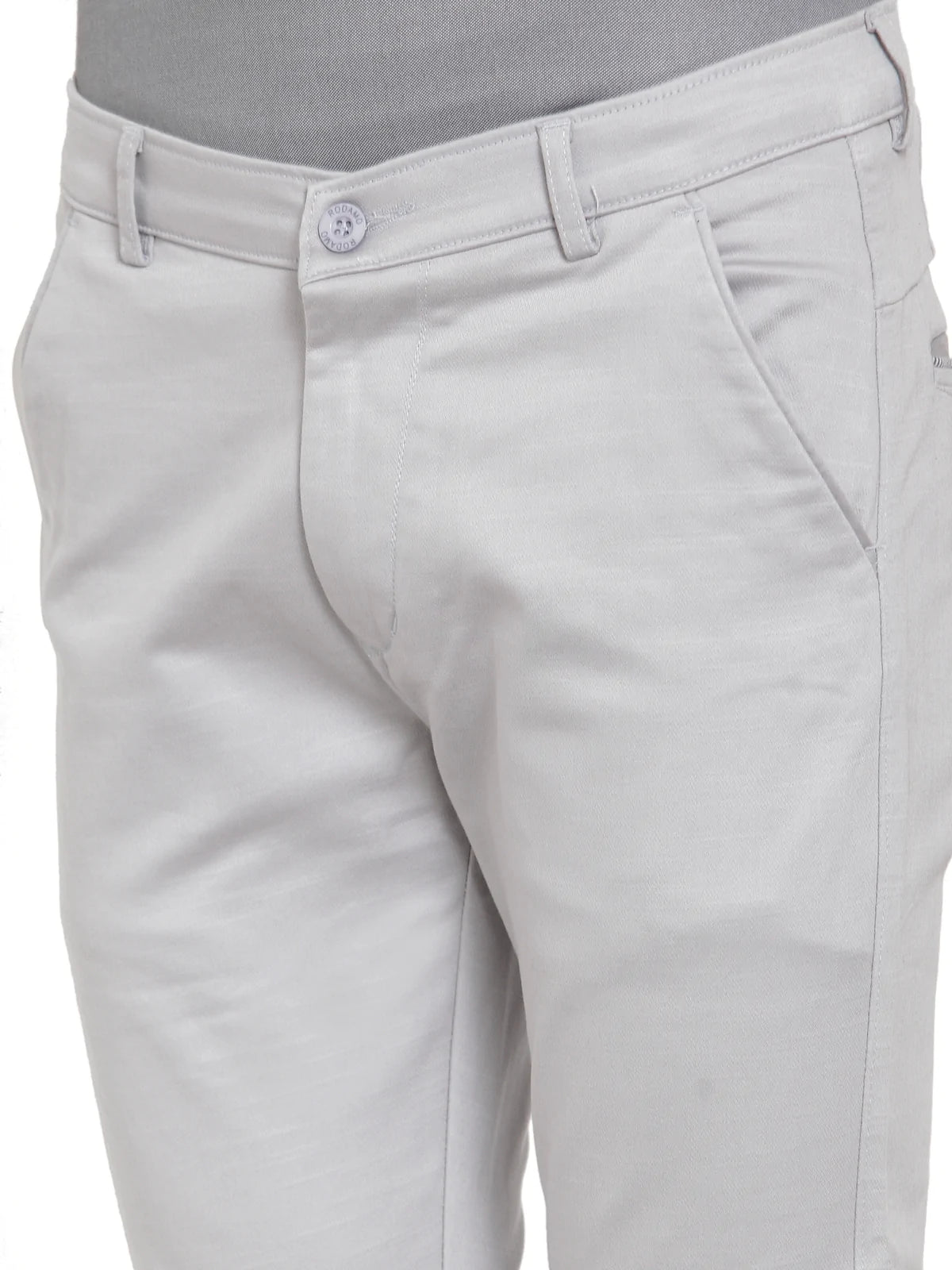 Men Grey Slim Fit Solid Regular Trousers