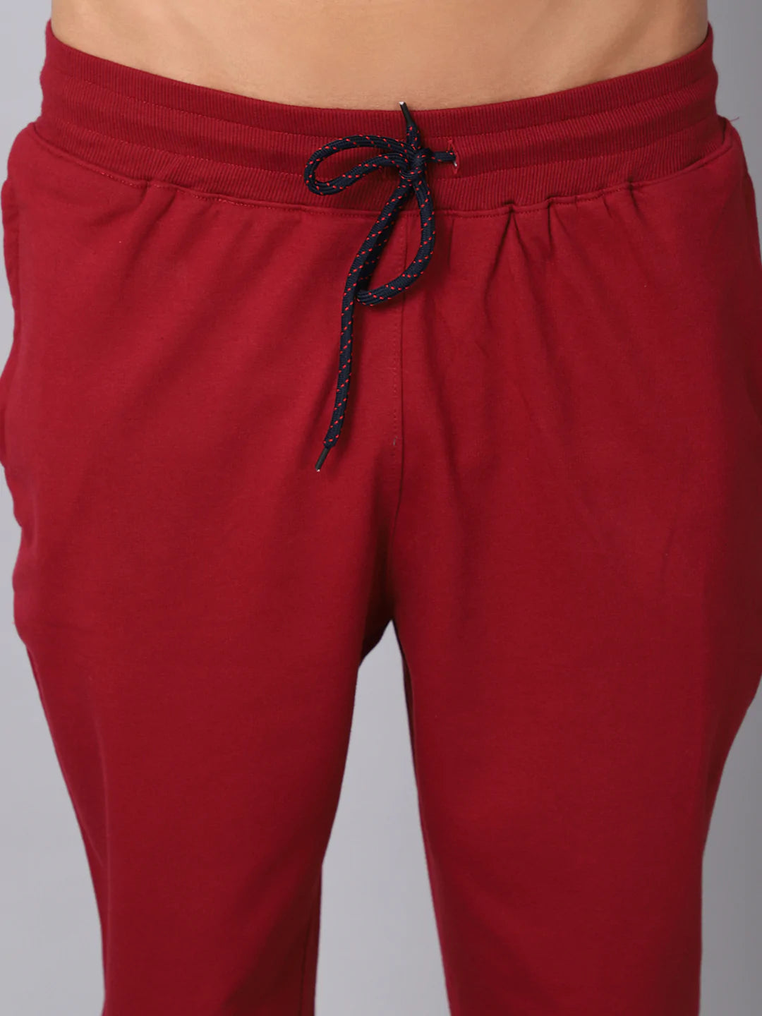 Men Maroon Solid Cotton Slim-Fit Track Pant