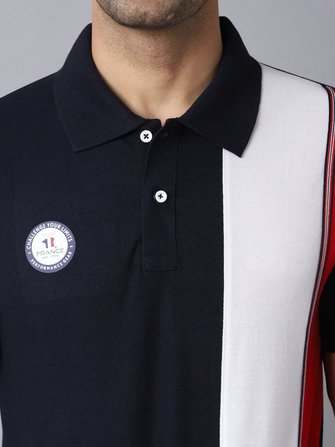 Men cotton Navy Blue French Middle Red Purple Polo Collar Slim Fit T-shirt