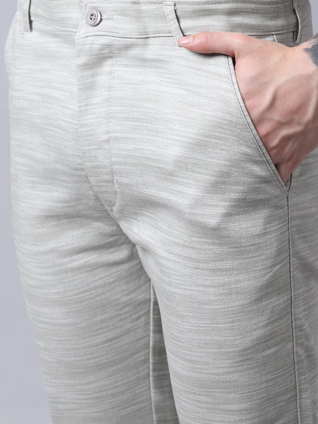 Men Grey Slim Fit Trousers