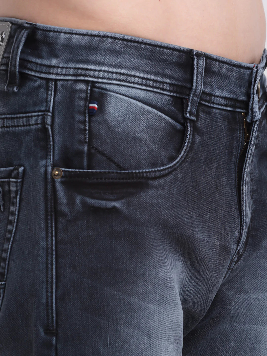 Men Grey Slim Fit Heavy Fade Stretchable Jeans